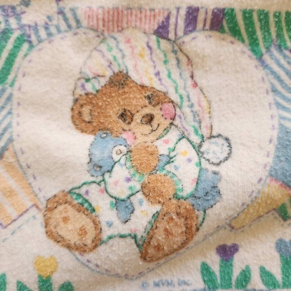 Riegal teddy bear sleepy time fleece blanket vintage baby Swaddle